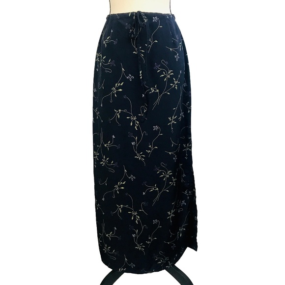 navy floral maxi skirt
